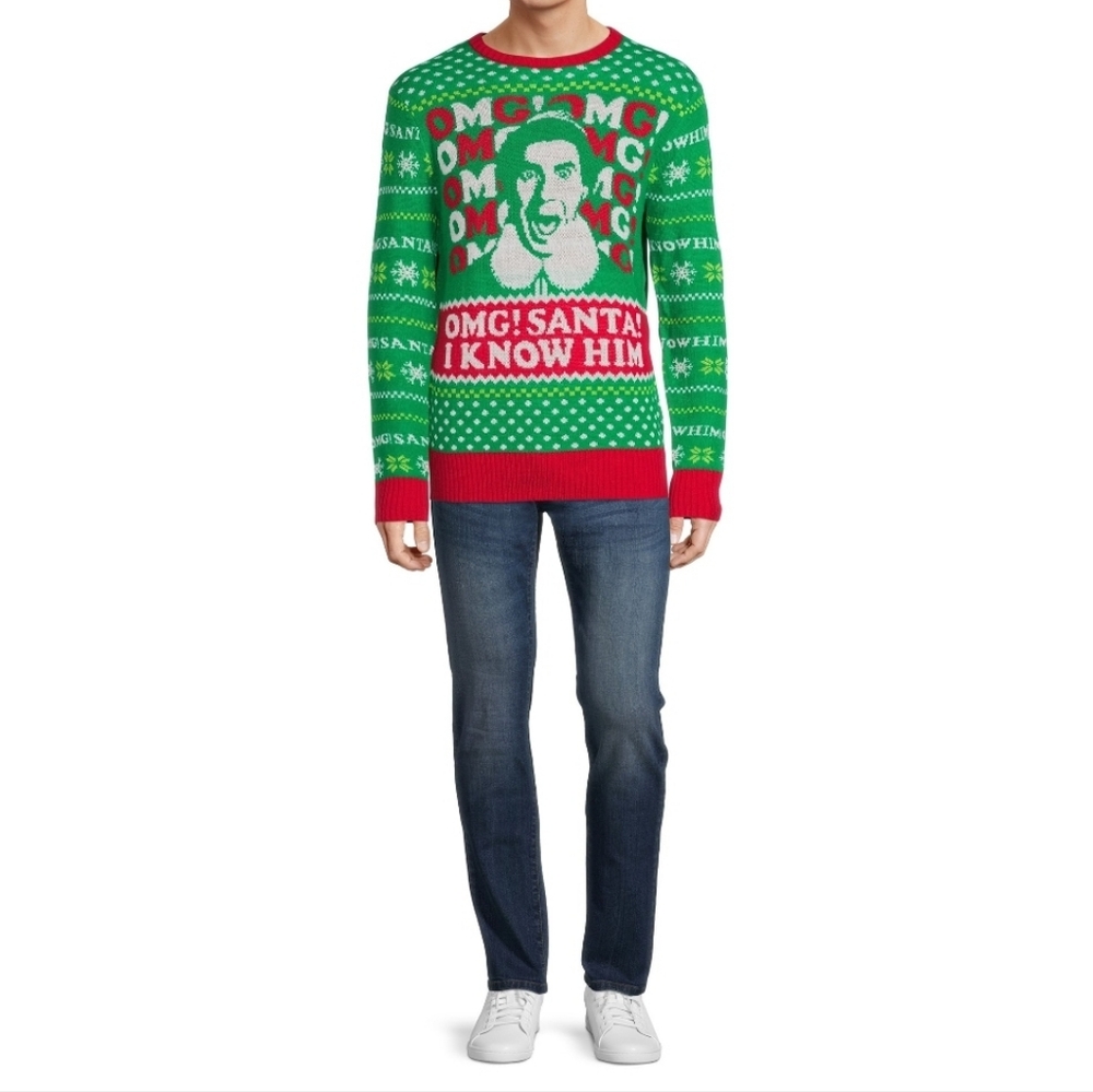 ELF "Santa! I Know Him!" Sweater - NEW Christmas ugly Sweater funny santa - Picture 10 of 16